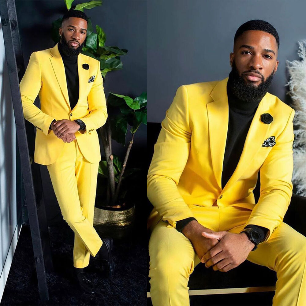 Men's Yellow Suits Slim Fit Si - Formal Wear For Men Yellow ulasan dan harga