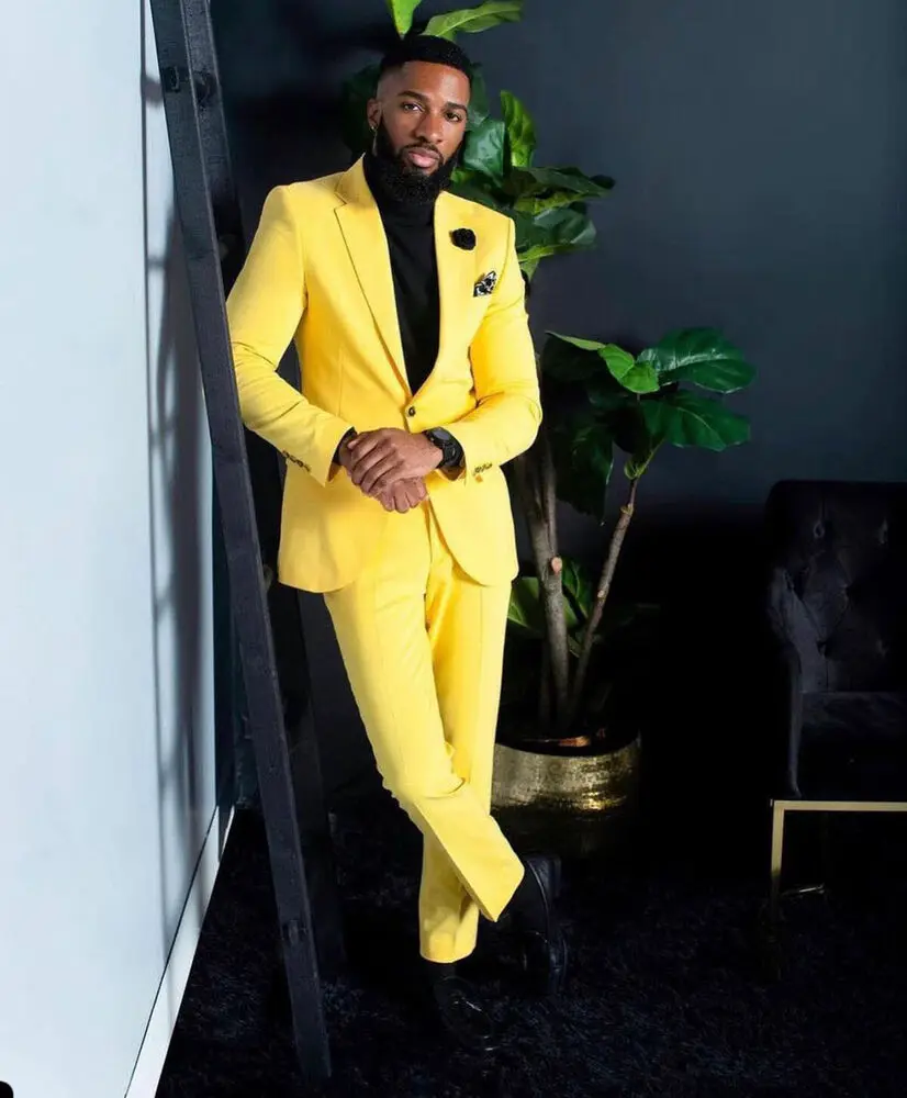 Men's Yellow Suits Slim Fit Si - Formal Wear For Men Yellow ulasan dan harga