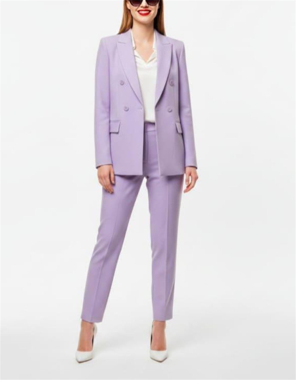 Modern Women's Suits 2 Pcs Lav - Double Breasted Blazer ulasan dan harga