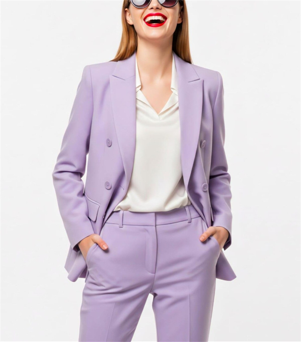 Modern Women's Suits 2 Pcs Lav - Double Breasted Blazer ulasan dan harga