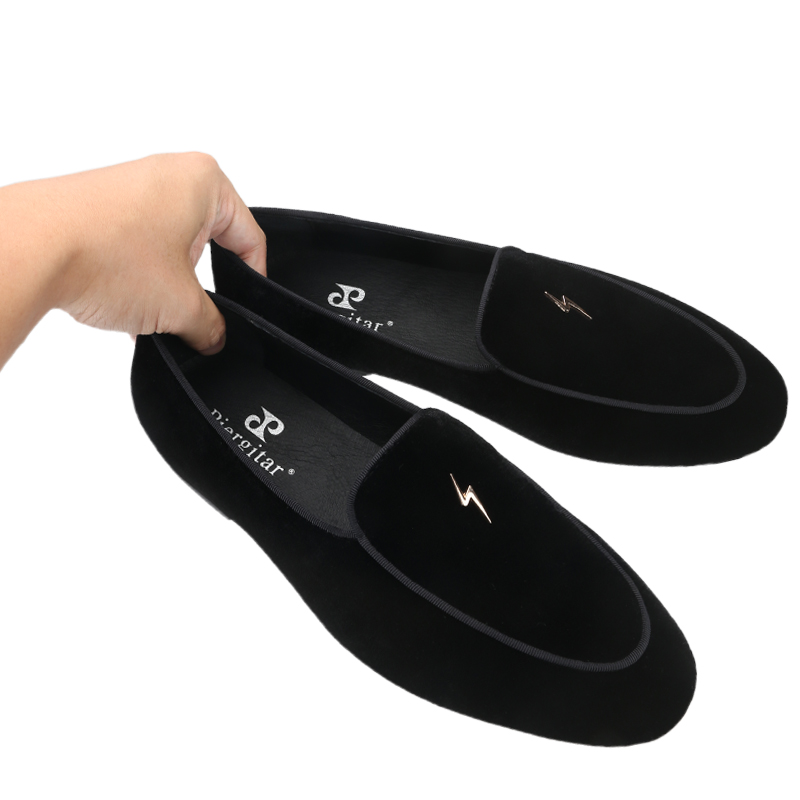 Piergitar Black Color Velvet M - Men'S Formal Wear Slippers ulasan dan harga