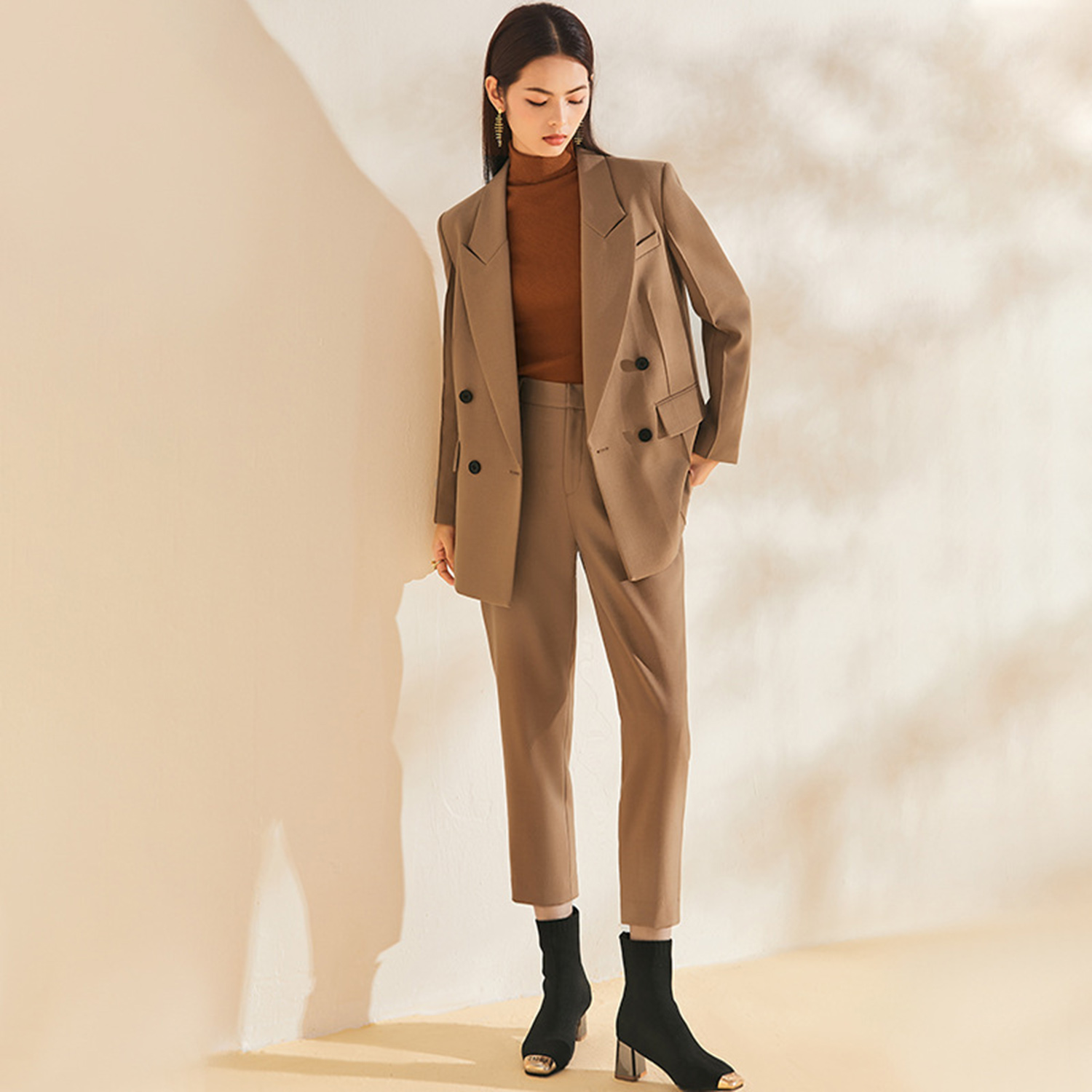 Allingentle Women's Suit Slim  - Double Breasted Blazer ulasan dan harga