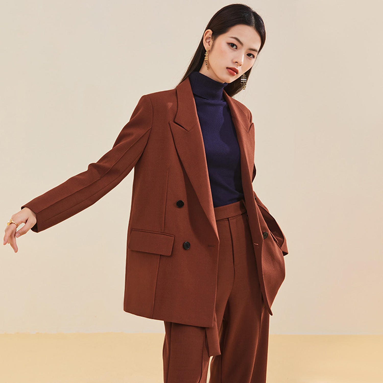Allingentle Women's Suit Slim  - Double Breasted Blazer ulasan dan harga