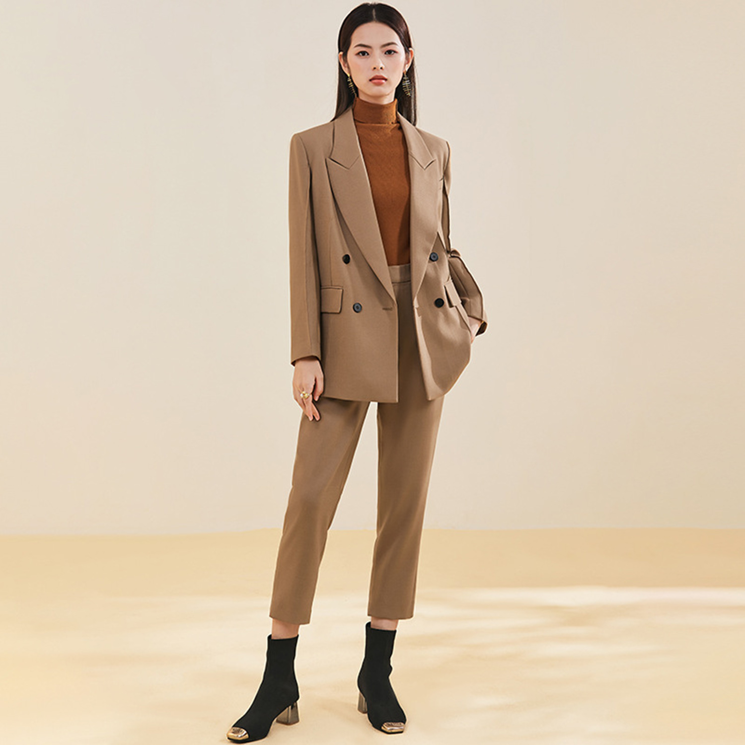 Allingentle Women's Suit Slim  - Double Breasted Blazer ulasan dan harga