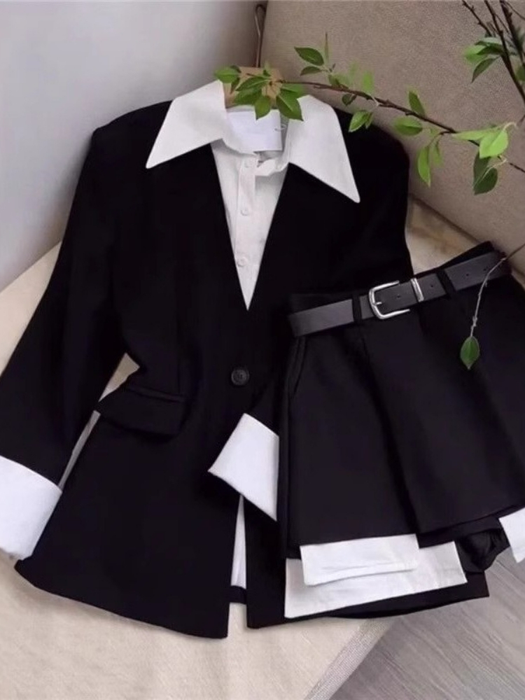 Women Two Piece Skirt Sets Pat - Double Breasted Blazer ulasan dan harga