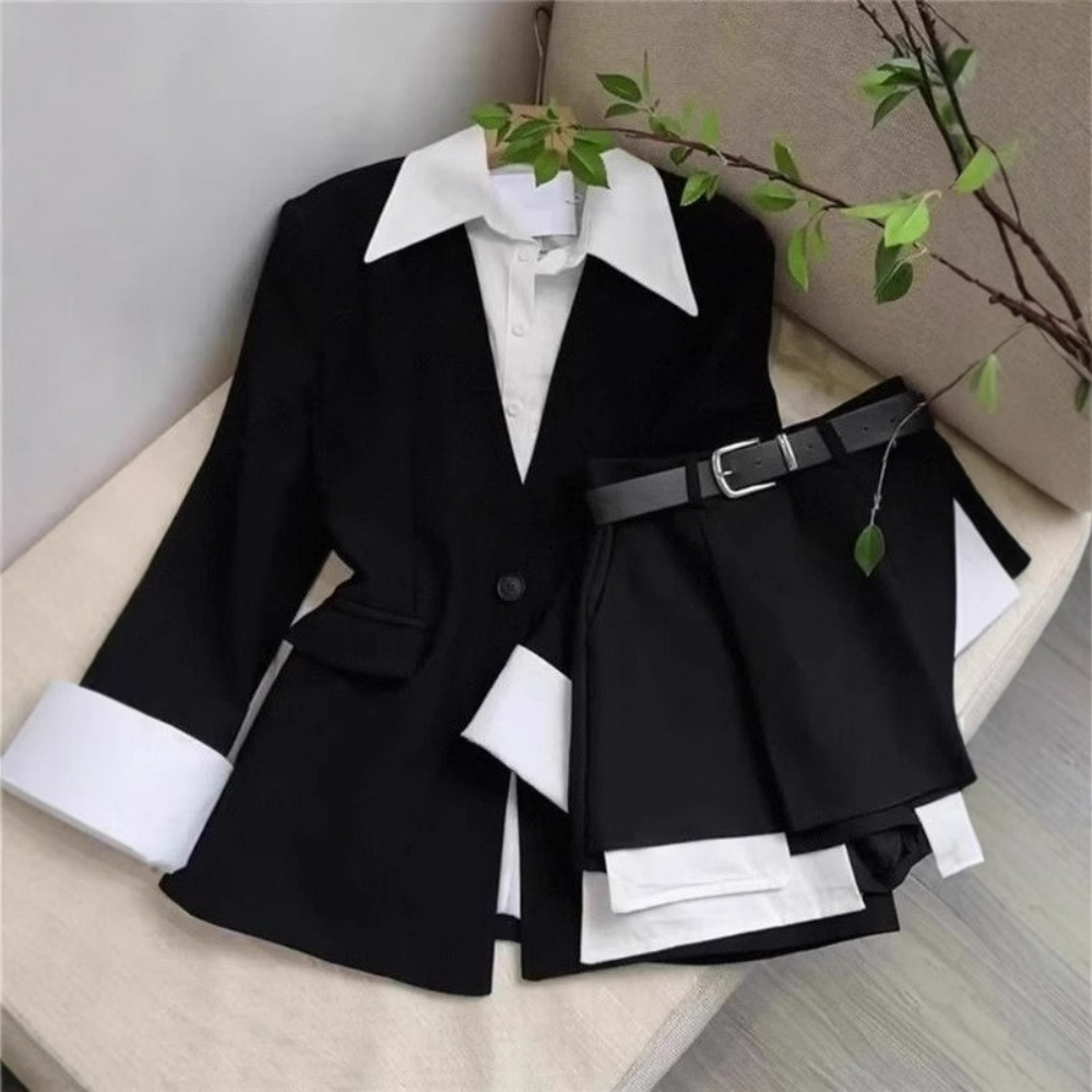 Women Two Piece Skirt Sets Pat - Double Breasted Blazer ulasan dan harga