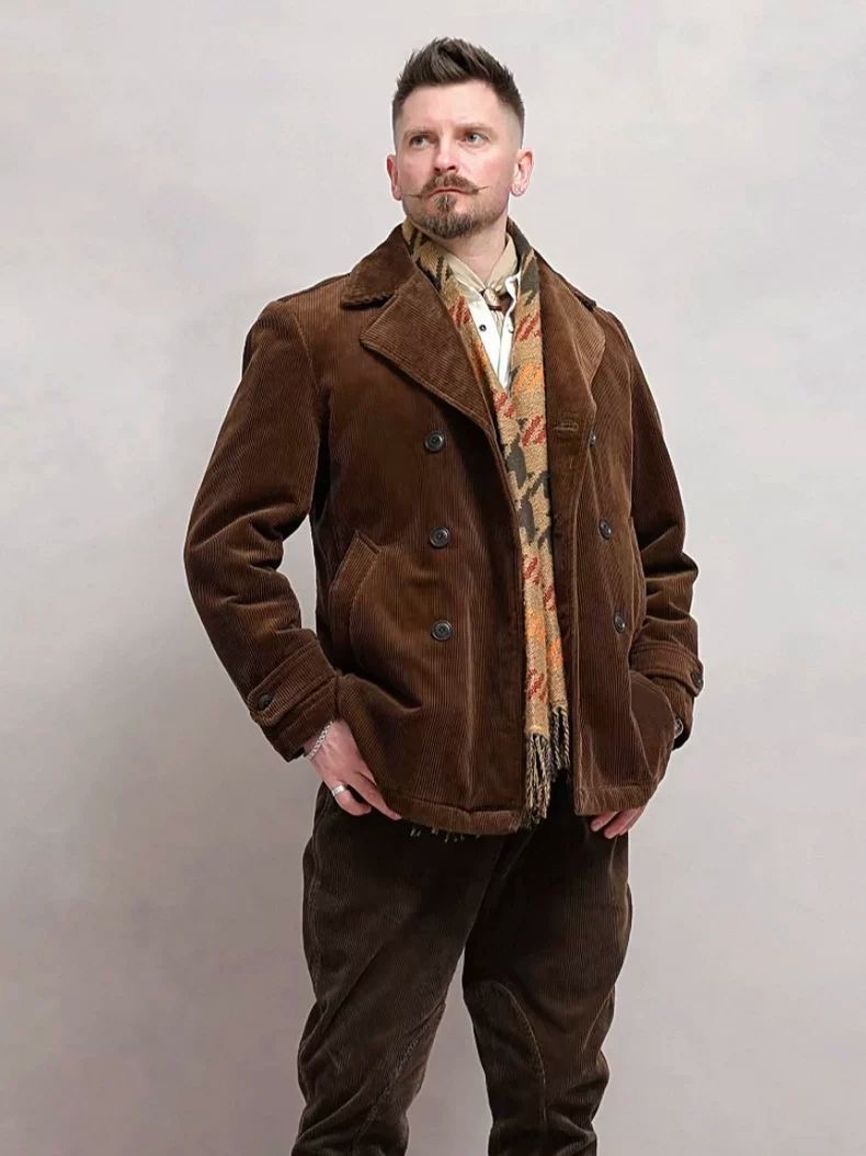 Men's Vintage Corduroy Double  - Double Breasted Blazer ulasan dan harga