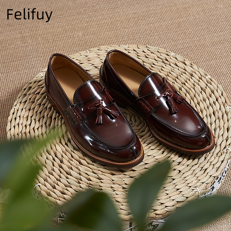 New Brown Men Flat Loafers Cow - Men Formal Wear Dress ulasan dan harga