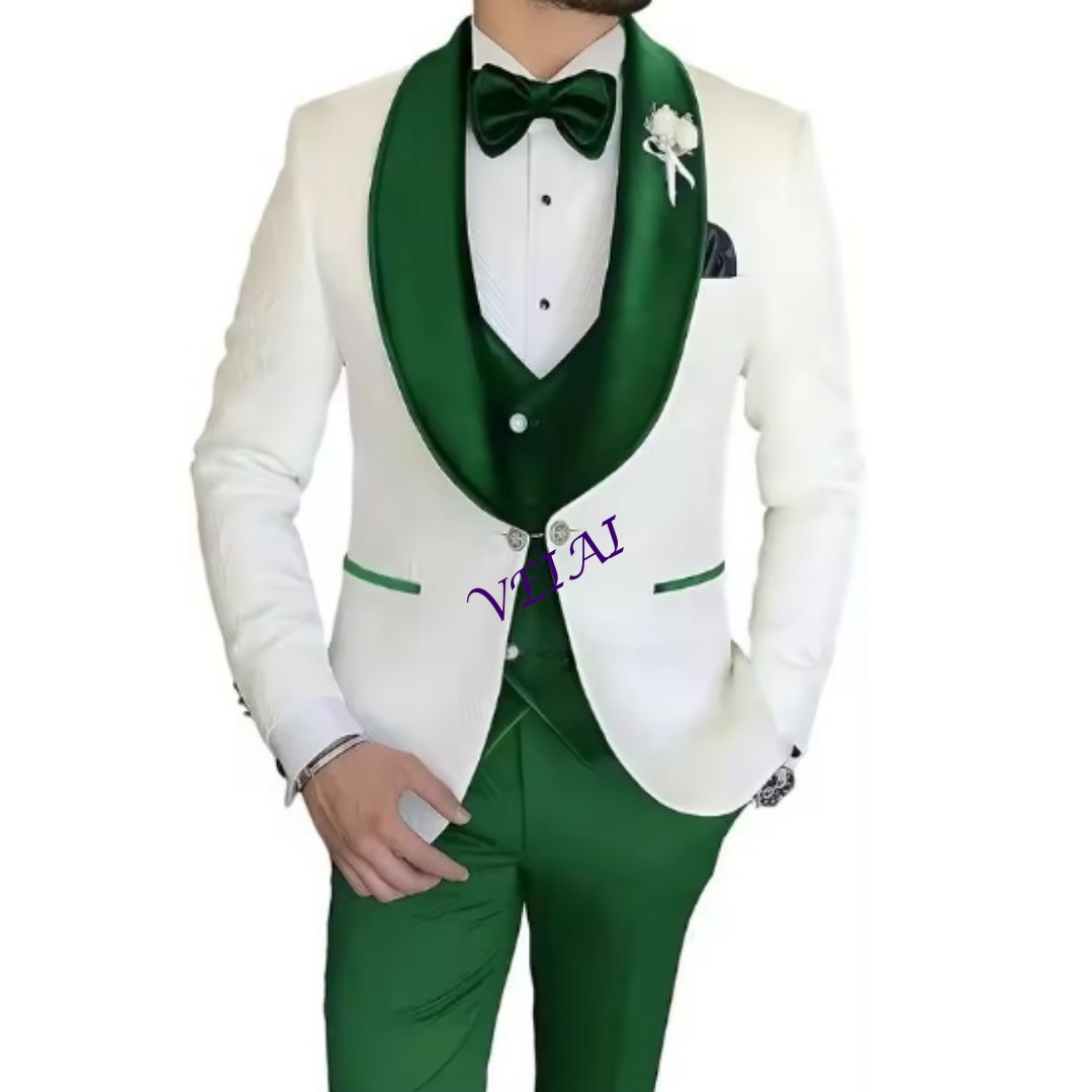 Customized Slim Fit 3 Piece Tu - Men Formal Wear Combination ulasan dan harga