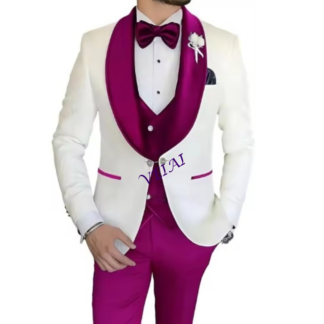 Customized Slim Fit 3 Piece Tu - Men Formal Wear Combination ulasan dan harga