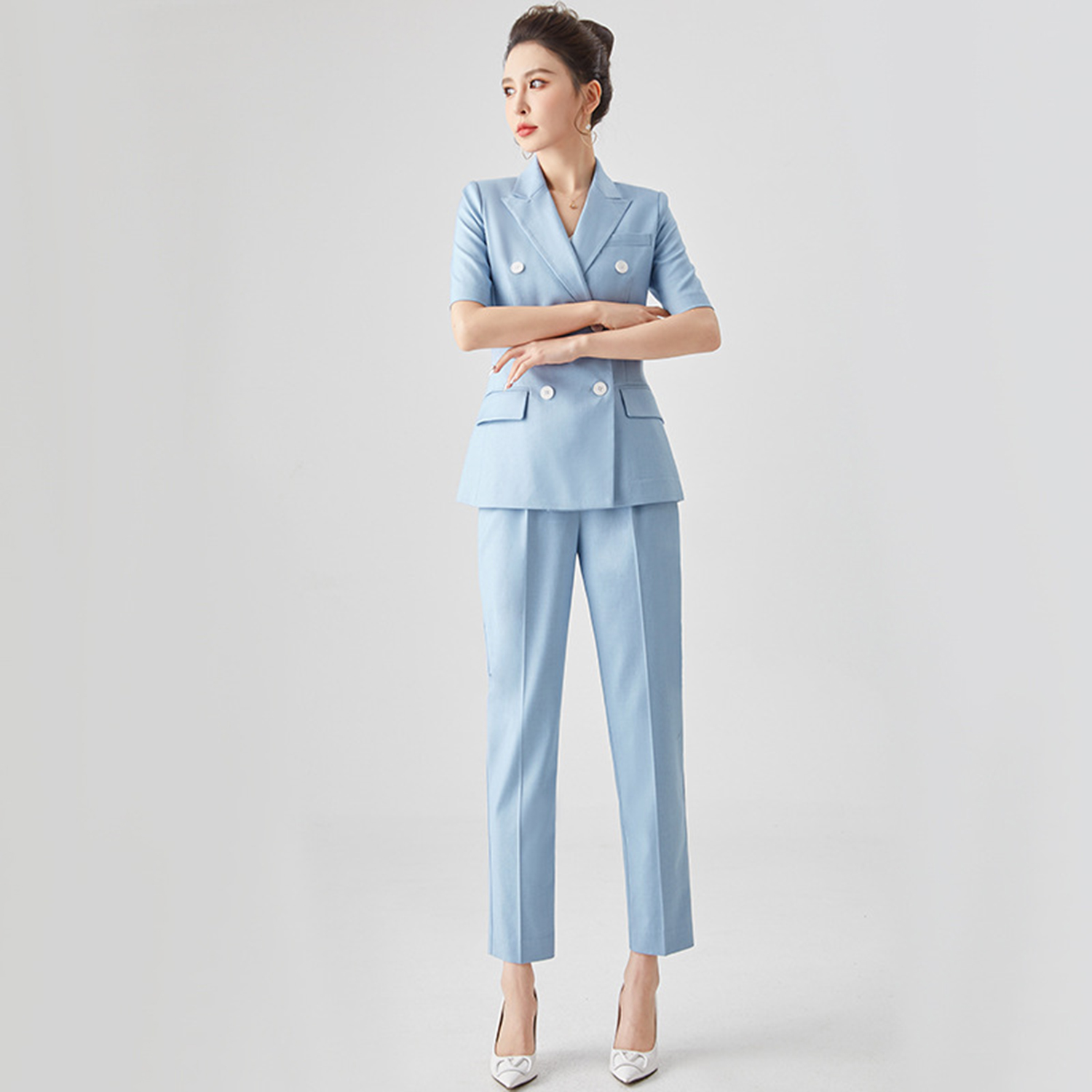 Allingentle Women's Suit Slim  - Double Breasted Blazer ulasan dan harga
