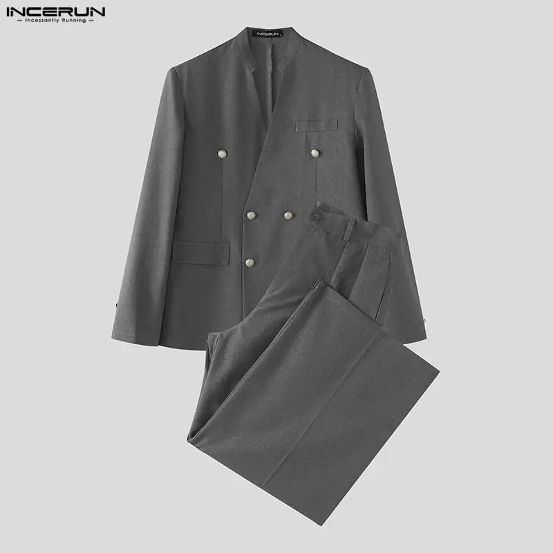 INCERUN Men's Sets Solid Color - Double Breasted Blazer ulasan dan harga
