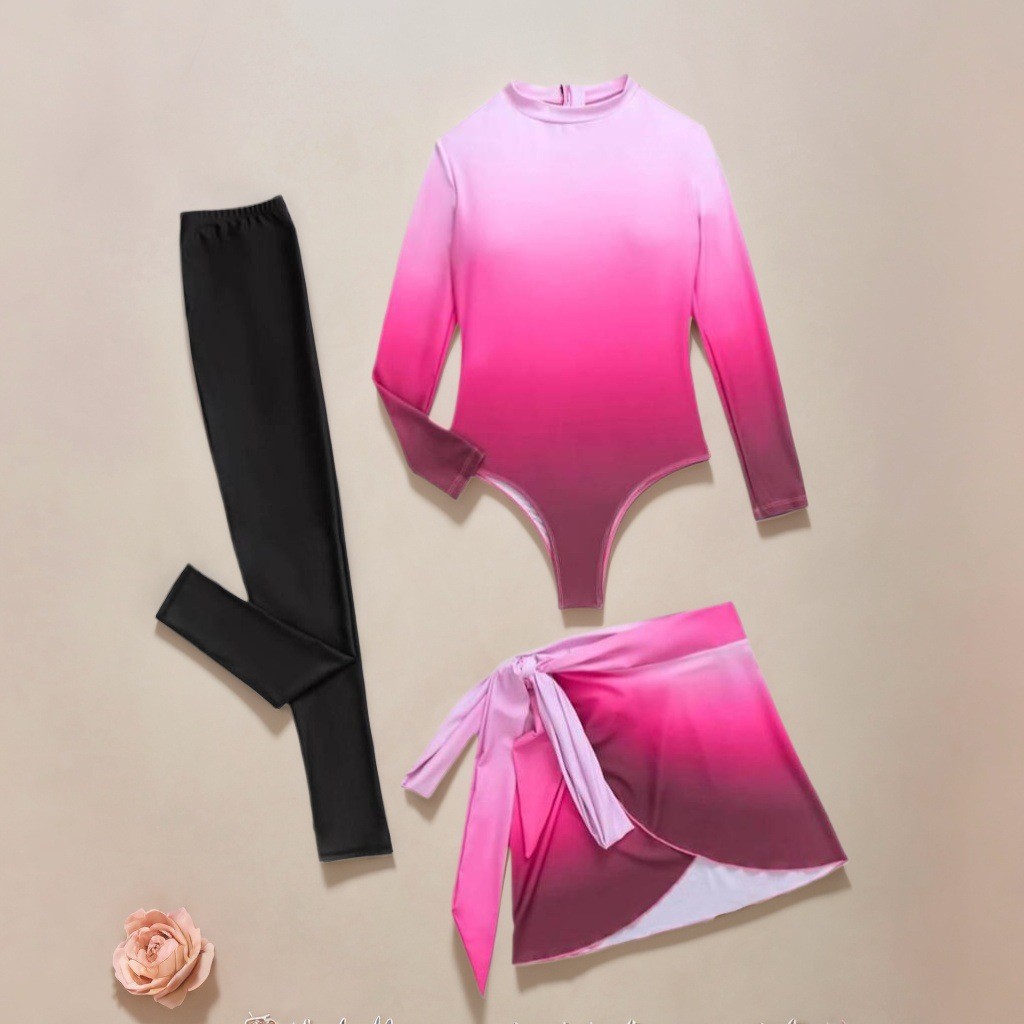 Blue Long Sleeve Swimsuit High - Slim Fit Suit Set ulasan dan harga