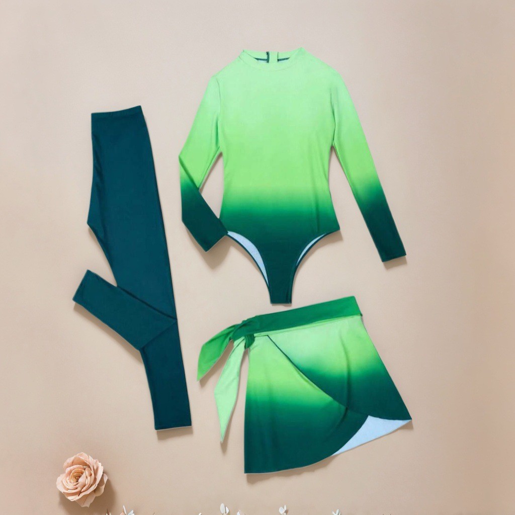 Blue Long Sleeve Swimsuit High - Slim Fit Suit Set ulasan dan harga