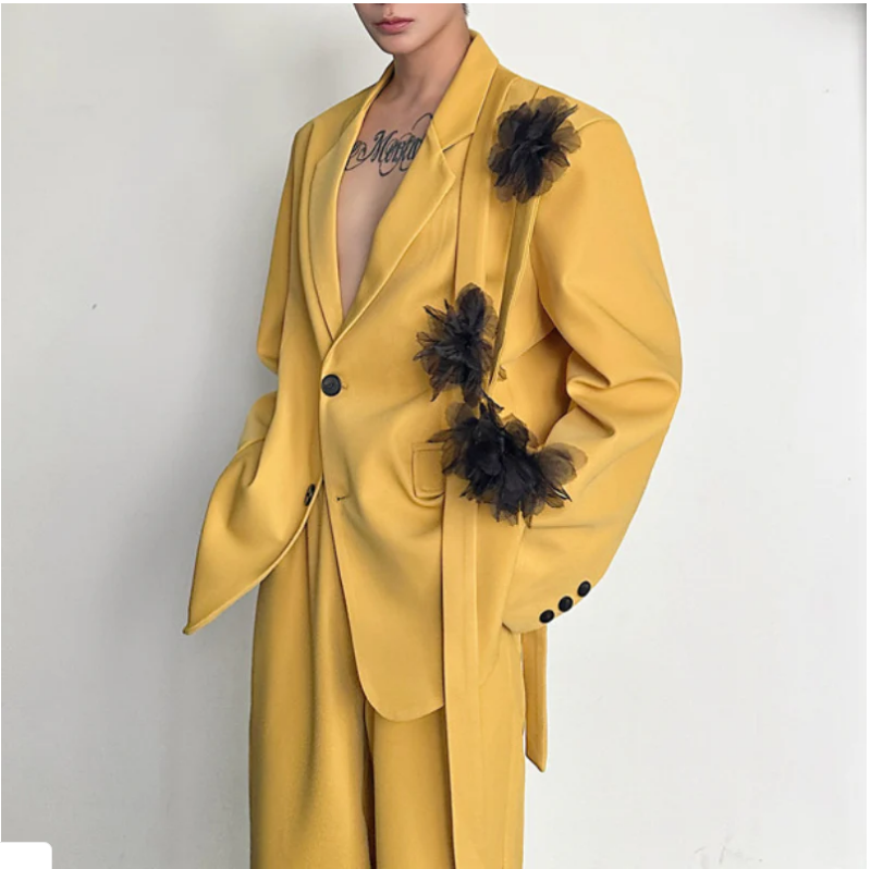Yellow Men Suit Set 2 Pcs Blaz - Formal Wear For Men Yellow ulasan dan harga