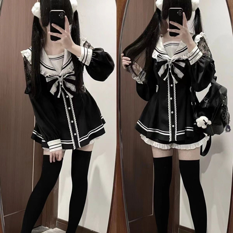 Jirai Kei Sailor Black Dress L - Slim Fit Suit Set ulasan dan harga