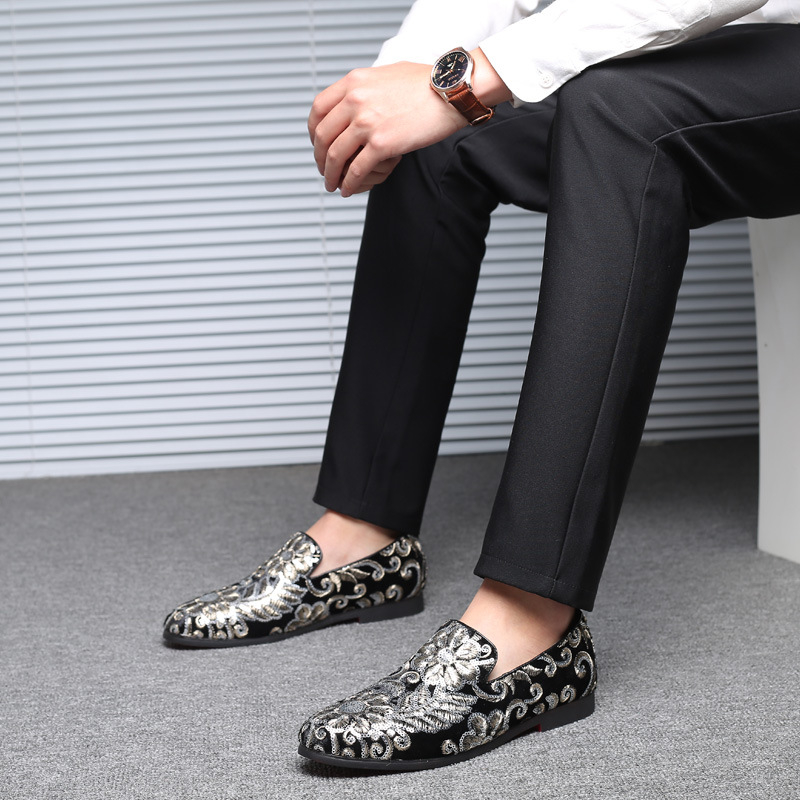 Men Velvet Loafers With Gold E - Men'S Formal Wear Slippers ulasan dan harga